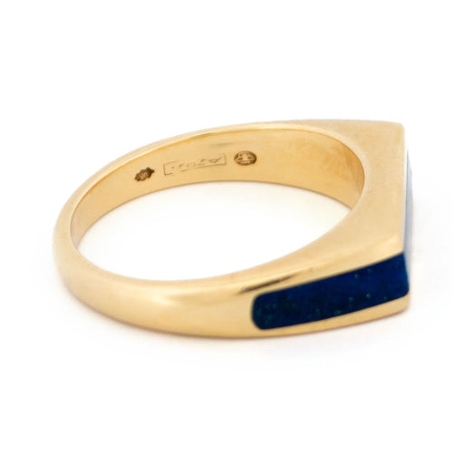 Bague 54 Bague vintage en or jaune 14 carats au lapis-lazuli 58 Facettes 26674A7C821A48A39C4001D845B31209