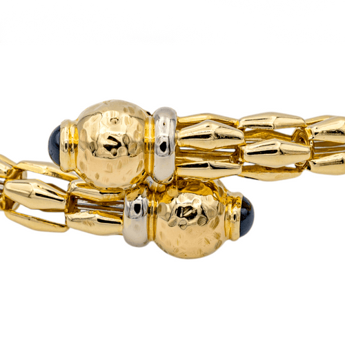 Bracelet Bracelet jonc ouvrant en or jaune 18 carats et saphirs cabochons 58 Facettes 1680698CN