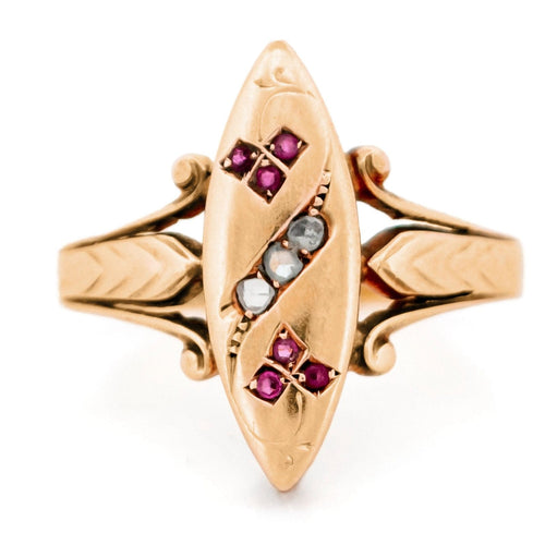 Bague 53.5 Bague en or rose 14 carats avec diamants taille rose et rubis 58 Facettes B9D37C84798340FBB9DBDD002FE60E35