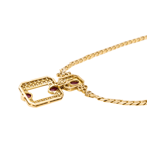 Collier Collier maille anglaise en or jaune 18 carats rubis et diamants 58 Facettes 1692650CN