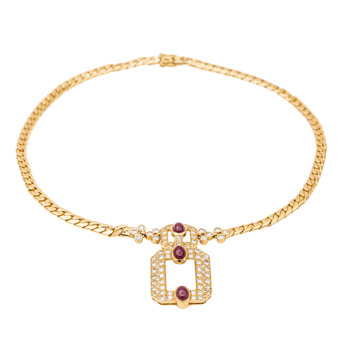 Collier Collier Maille anglaise Or jaune Rubis, Diamant 58 Facettes 1692650CN