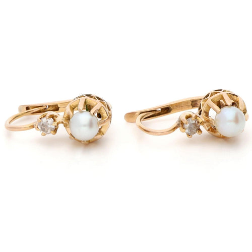 Boucles d'oreilles Boucles d’oreilles dormeuses - Perles et diamants taille rose en or 18k 58 Facettes 05B74D8294B146B588081AF9D6B0066A