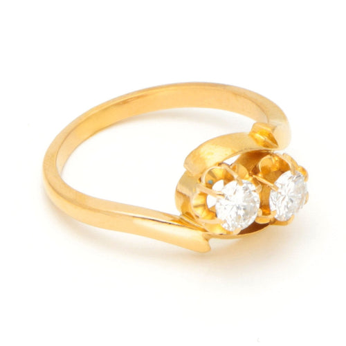 Bague 51 Bague Toi et Moi en or jaune 18 carats et diamants 58 Facettes 010788AB20E842AFA508003DE20DC709