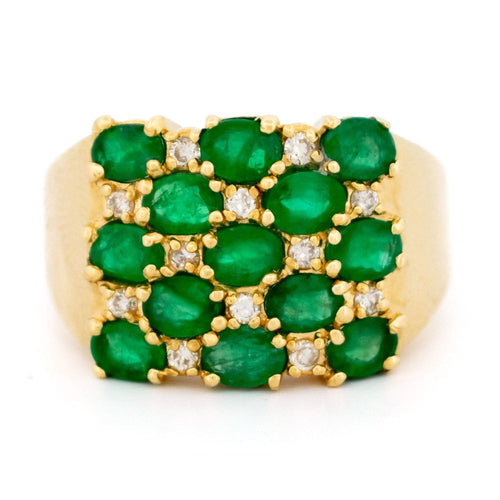 Bague 59.5 Bague Harem en or jaune 18 carats avec diamants et émeraudes 58 Facettes C3A0873746D6496299E553C4B70E4B58