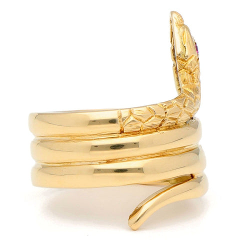Bague 52 Bague serpent vintage victorienne en or jaune 18 carats et rubis 58 Facettes CAC76E78BD1E4724A345EAF00E8AA99F
