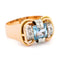 Bague 63.5 Bague tank rétro en or jaune et blanc 18k avec spinelle et diamants 58 Facettes 04003C336EBB435BAE355B928818F7AC