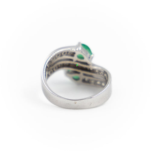 Bague 47 Bague Toi & Moi Or blanc Emeraude, Diamant 58 Facettes 1731222CN
