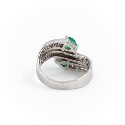 Bague 47 Bague Toi & Moi Or blanc Emeraude, Diamant 58 Facettes 1731222CN