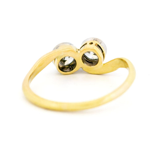 Bague 50.5 Bague Toi et Moi en or jaune 18 carats et platine, diamants 58 Facettes 5313ECE474A6486682BAC5A47E2D50B7