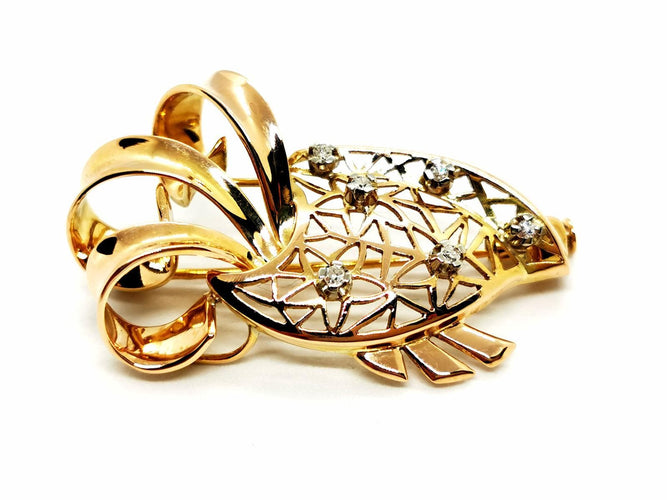 Broche Broche en or jaune 18 carats sertie de diamants 58 Facettes 1732061CN