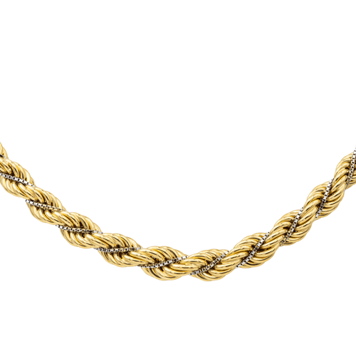 Collier Collier chaîne torsadée en chute en or jaune et or blanc 58 Facettes 1732343CN