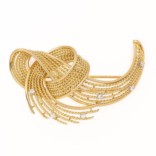 Broche Broche rétro en or jaune 18 carats et diamants 58 Facettes 1732352CN