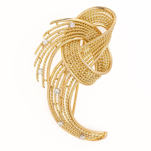 Broche Broche rétro en or jaune 18 carats et diamants 58 Facettes 1732352CN