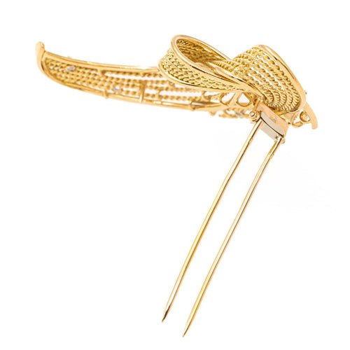 Broche Broche rétro en or jaune 18 carats et diamants 58 Facettes 1732352CN