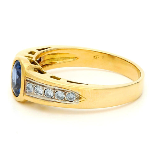 Bague 59 Bague géométrique vintage en or 18 carats, saphir et diamants 58 Facettes F9BFFB34C2F04F06AFED1654413E6CE2
