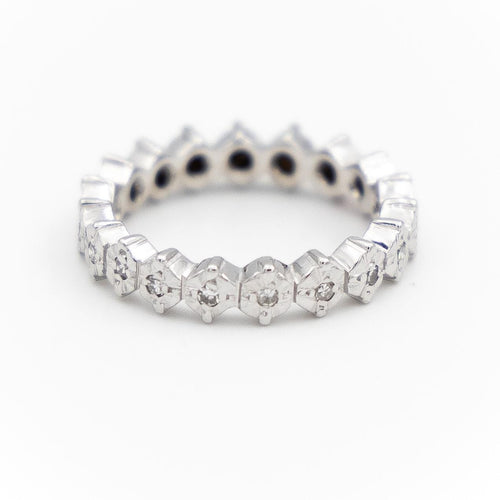 Bague 47 Alliance - Bague en or blanc 18 carats et diamants 58 Facettes 1740946CN