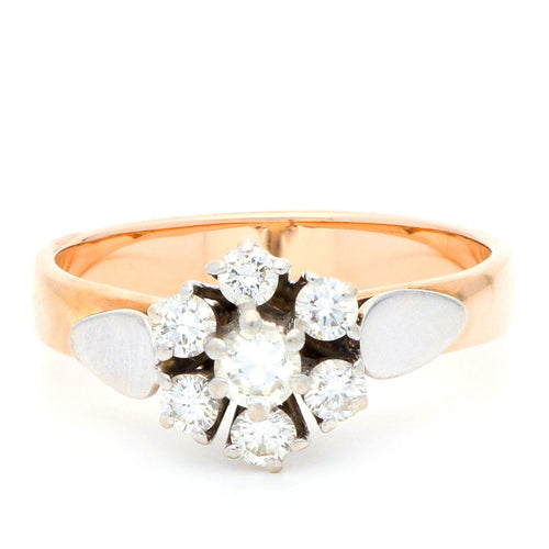 Bague 55.75 Bague rosette vintage en or blanc et or rose avec diamants 58 Facettes B68EDC7C03D648C4BF10868F680982A9