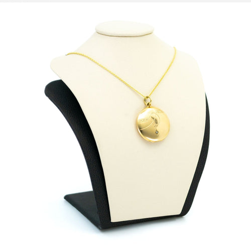Pendentif Médaillon rond en or jaune 14 carats avec perle 58 Facettes 22C182E7D1AE4C7D9B2294EE59B3B514