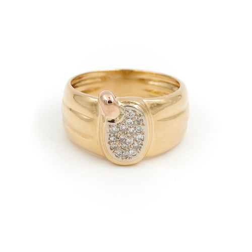 Bague 59 Bague en or jaune et or rose 18 carats pavée de diamants 58 Facettes 1751361CN