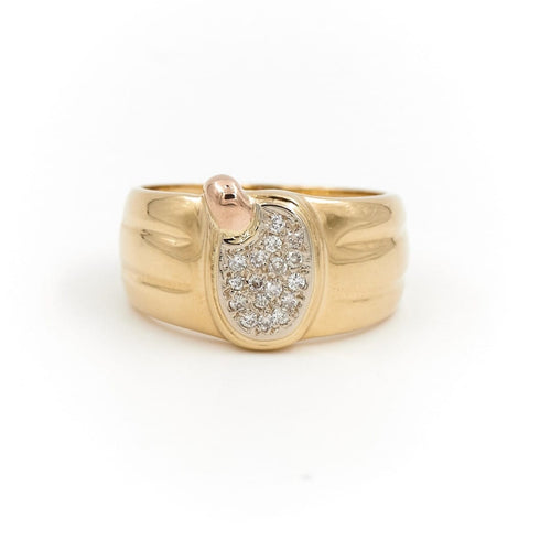 Bague 59 Bague en or jaune et or rose 18 carats pavée de diamants 58 Facettes 1751361CN