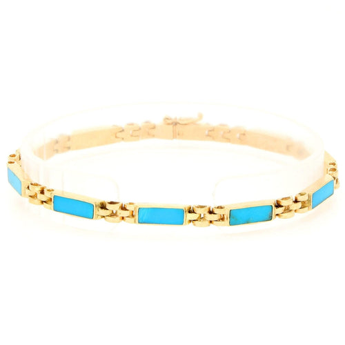 Bracelet Bracelet à maillons en or jaune 18 carats et turquoise 58 Facettes 3E7F7546B63B42FEA8BCDC7309691E4B