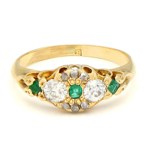 Bague 52 Bague cluster en or jaune 18k avec diamants et émeraudes 58 Facettes 652F5FDA81F24067BAB4FC72C56CA28E