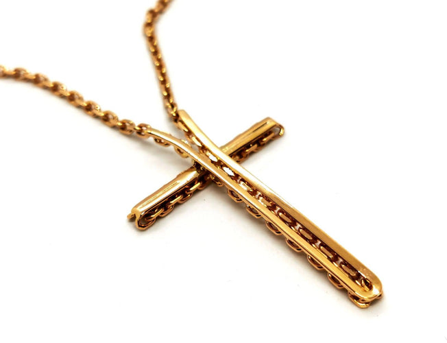 Collier Collier - Chaîne maille forçat et pendentif croix en or jaune 18 carats 58 Facettes 1752297CN