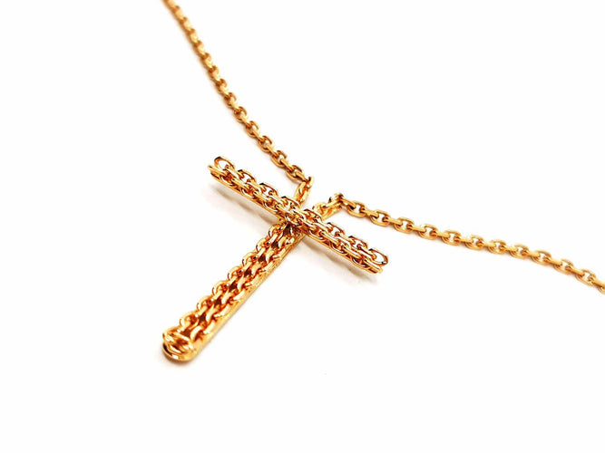 Collier Collier - Chaîne maille forçat et pendentif croix en or jaune 18 carats 58 Facettes 1752297CN