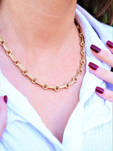 Collier Collier en or jaune 18 carats à maillons alternés 58 Facettes 1752352CN
