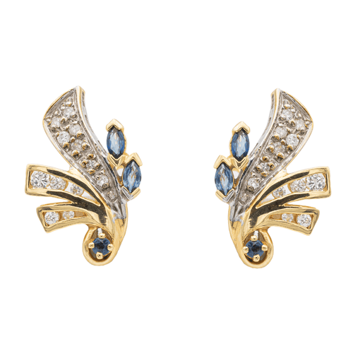 Boucles d'oreilles Boucles d'oreilles  Or jaune, Or blanc Saphir, Diamant 58 Facettes 1752578CN