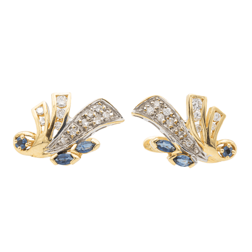 Boucles d'oreilles Boucles d'oreilles  Or jaune, Or blanc Saphir, Diamant 58 Facettes 1752578CN