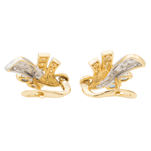 Boucles d'oreilles Boucles d'oreilles en or jaune et blanc 18 carats saphirs et diamants 58 Facettes 1752578CN
