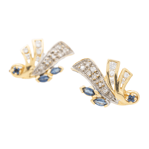 Boucles d'oreilles Boucles d'oreilles  Or jaune, Or blanc Saphir, Diamant 58 Facettes 1752578CN
