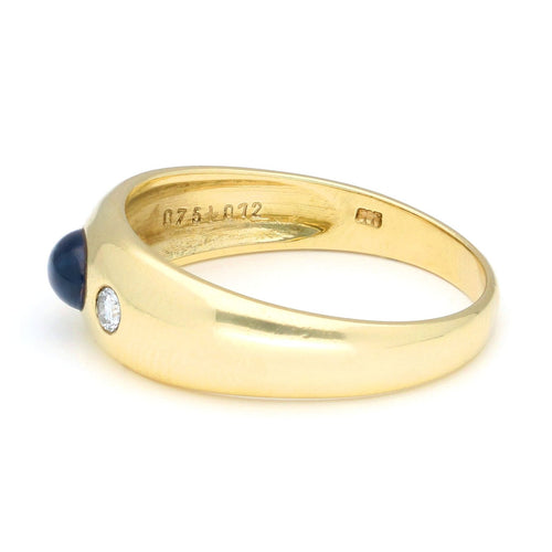 Bague 59 Bague gitane en or jaune 14 carats avec saphir et diamants 58 Facettes 038386F14D9A403B99651F0751D37B04