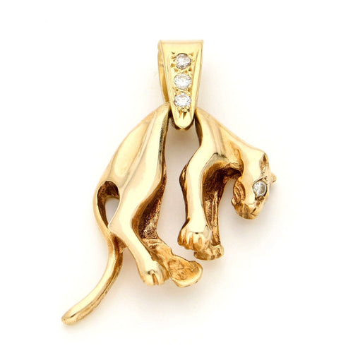 Pendentif Pendentif panthère articulé en or jaune 14 carats et diamants 58 Facettes 55C62510EC194957BCD6378BF4AFA45A