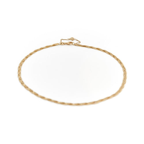Collier Collier natte gourmette plate en or jaune 18 carats 58 Facettes 1783138CN