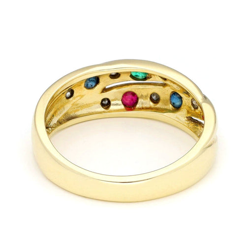 Bague 54 Bague tourbillon en or jaune 14 carats avec diamants et pierres précieuses 58 Facettes E54C28E46F4C4952A23DCDCCC4605307