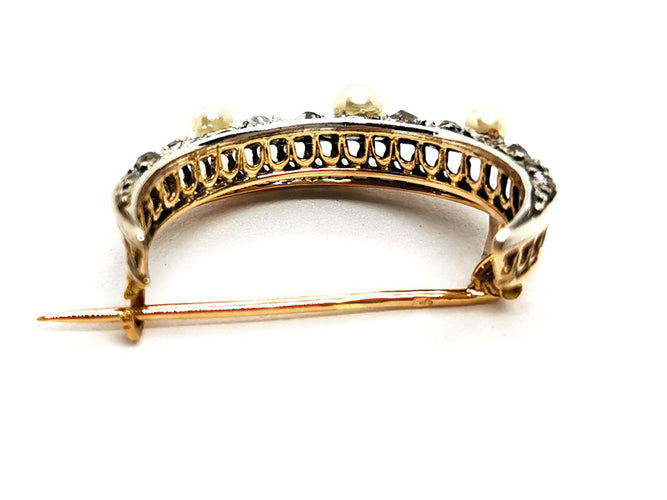 Broche Broche Lune Or jaune, Argent Perle, Diamant 58 Facettes 1791809CN
