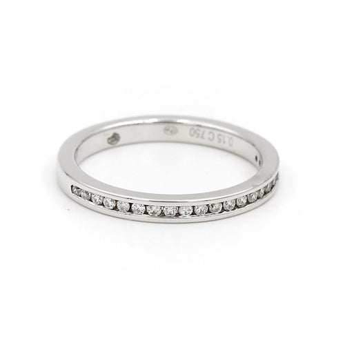 Bague 47 Bague demi-alliance en or blanc 18 carats et diamants 58 Facettes 1816319CN