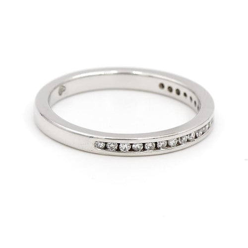 Bague 47 Bague demi-alliance en or blanc 18 carats et diamants 58 Facettes 1816319CN