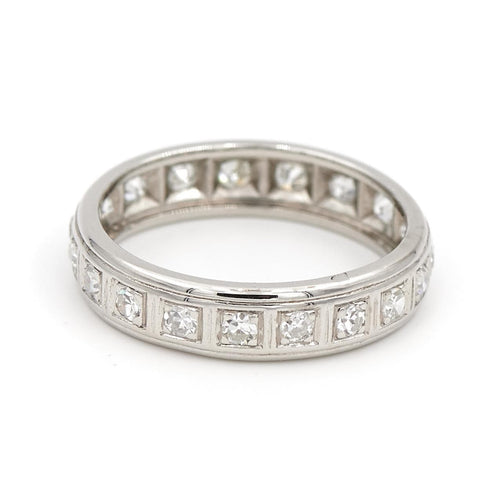 Bague 56 Alliance américaine - Bague en platine sertie de diamants 58 Facettes 1816558CN