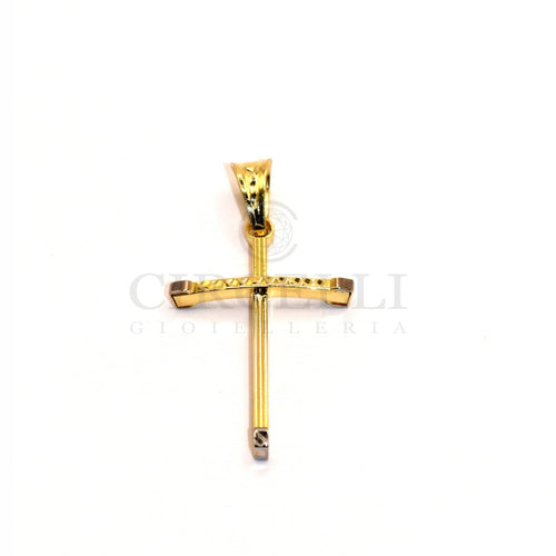 Pendentif Croix stylisée - Pendentif en or jaune 18k bicolore 58 Facettes 93483124