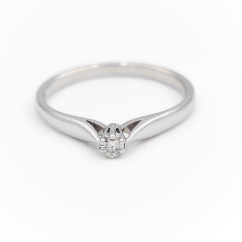 Bague 54 Bague solitaire en or blanc 18 carats sertie d’un diamant 58 Facettes 1820055CN