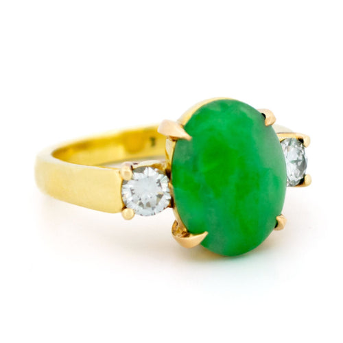 Bague 55 Bague trilogie - Jade et diamants en or jaune 18k 58 Facettes 118B48B67DF24E80BFC89DBD67E912C4