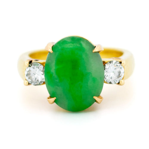 Bague 55 Bague trilogie - Jade et diamants en or jaune 18k 58 Facettes 118B48B67DF24E80BFC89DBD67E912C4