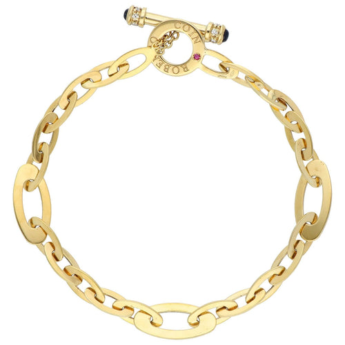Bracelet Roberto Coin - Bracelet à maillons fantaisie en or jaune 18k diamants saphirs rubis 58 Facettes 012D062E11DA49B5BD32366B63BA7842