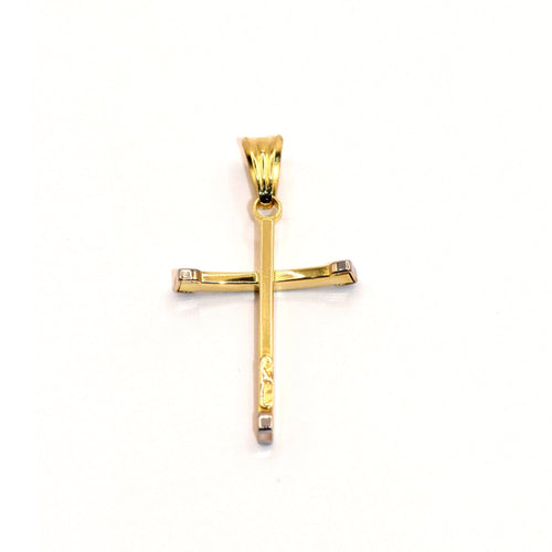 Pendentif Croix stylisée - Pendentif en or jaune 18k bicolore 58 Facettes 93483124