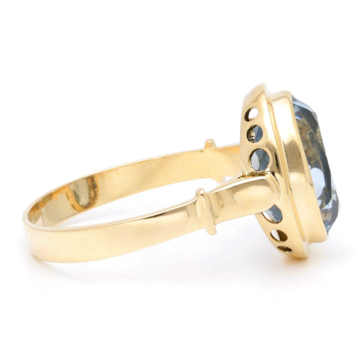 Bague 59 Bague solitaire aigue-marine 4,68 ct en or jaune 18 carats 58 Facettes 755B3C59733C4677BF349573A34D8DB8