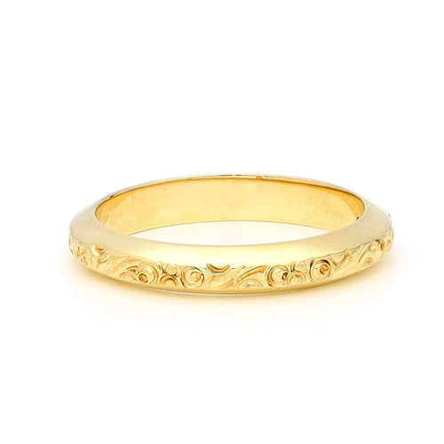 Bague 55 Drijfhout & Zn - Bague jonc en or jaune 14k gravée 58 Facettes 8ADC532A287341909ACF587AAE1F7EE6