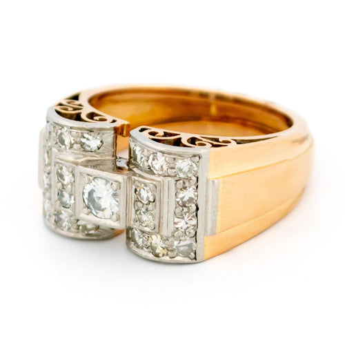 Bague 55 Bague Tank rétro en or 18k bicolore et diamants 58 Facettes A3AFB26D118048DA8CF4E5AEBF0E73B1